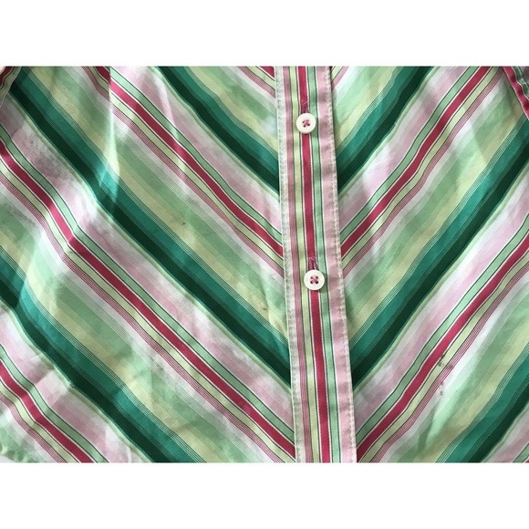 Tommy Hilfiger | Button Front Shirt Womens Size L Green Collar Cuff Cotton - Picture 8 of 12